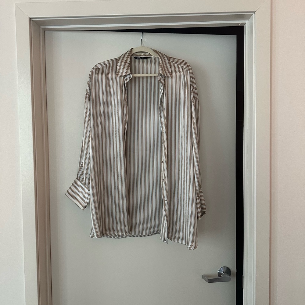 Zara silk button down shirt